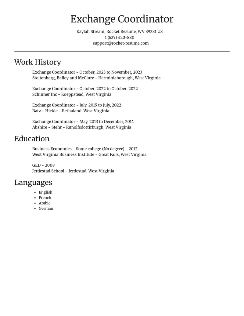 exchange coordinator misc resume focal point template 2 foc