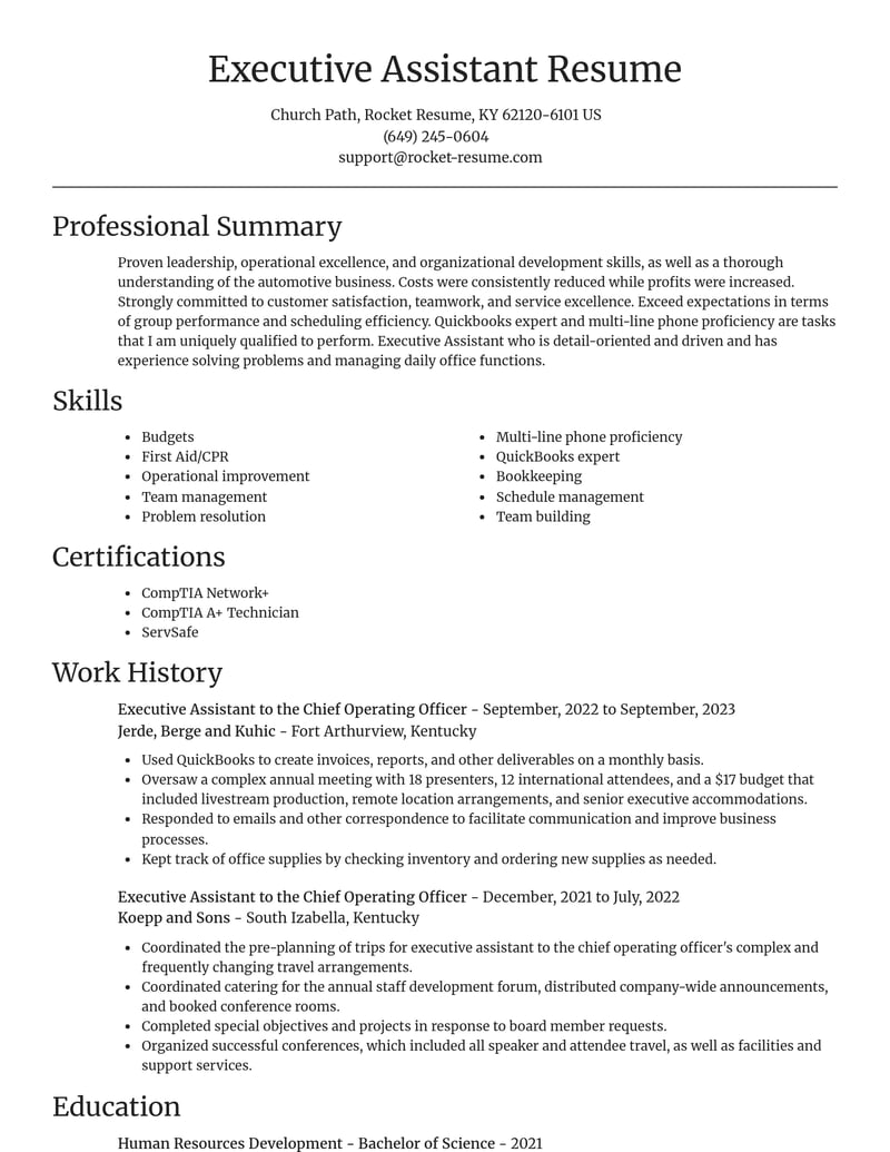 executive assistant to the chief operating officer misc resume focal point template 1 foc