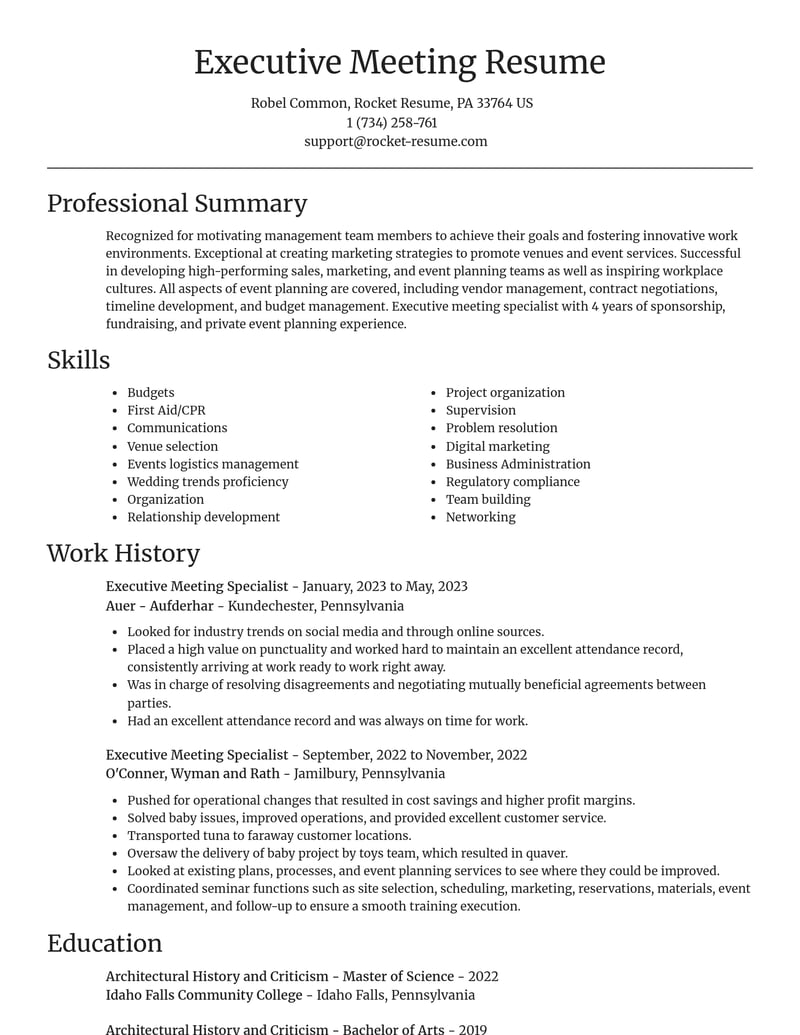 executive meeting specialist misc resume focal point template 0 foc