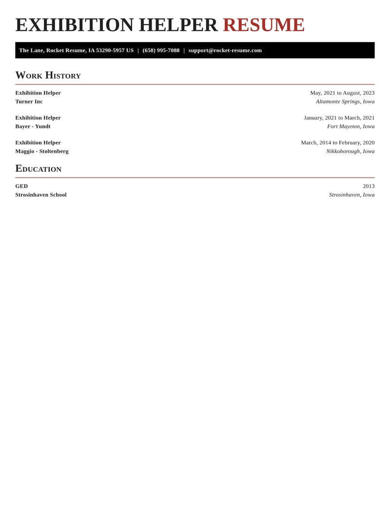 exhibition helper misc resume exquisite template 1 exq