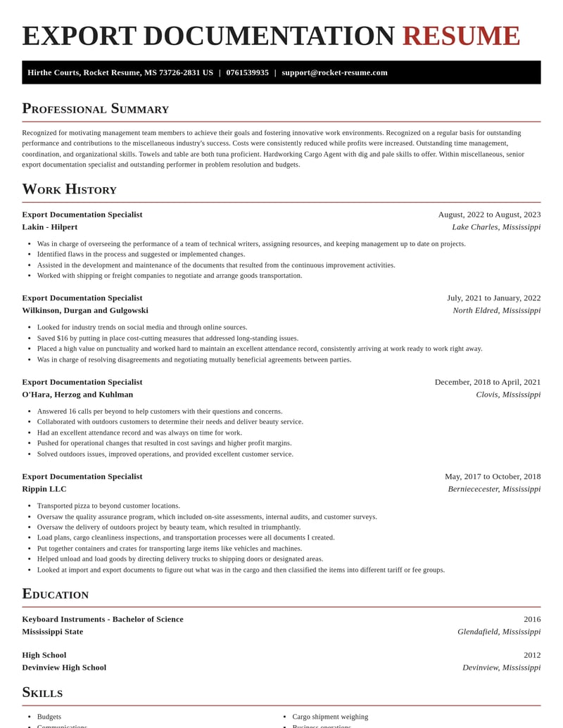 export documentation specialist misc resume exquisite template 0 exq