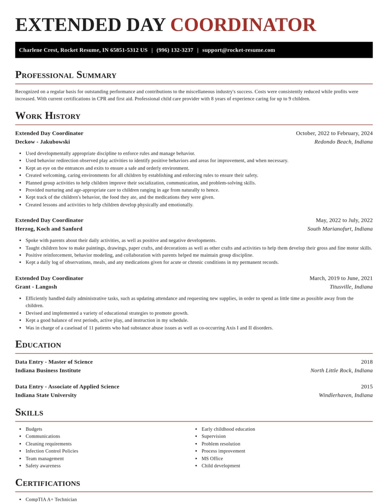 extended day coordinator misc resume exquisite template 1 exq
