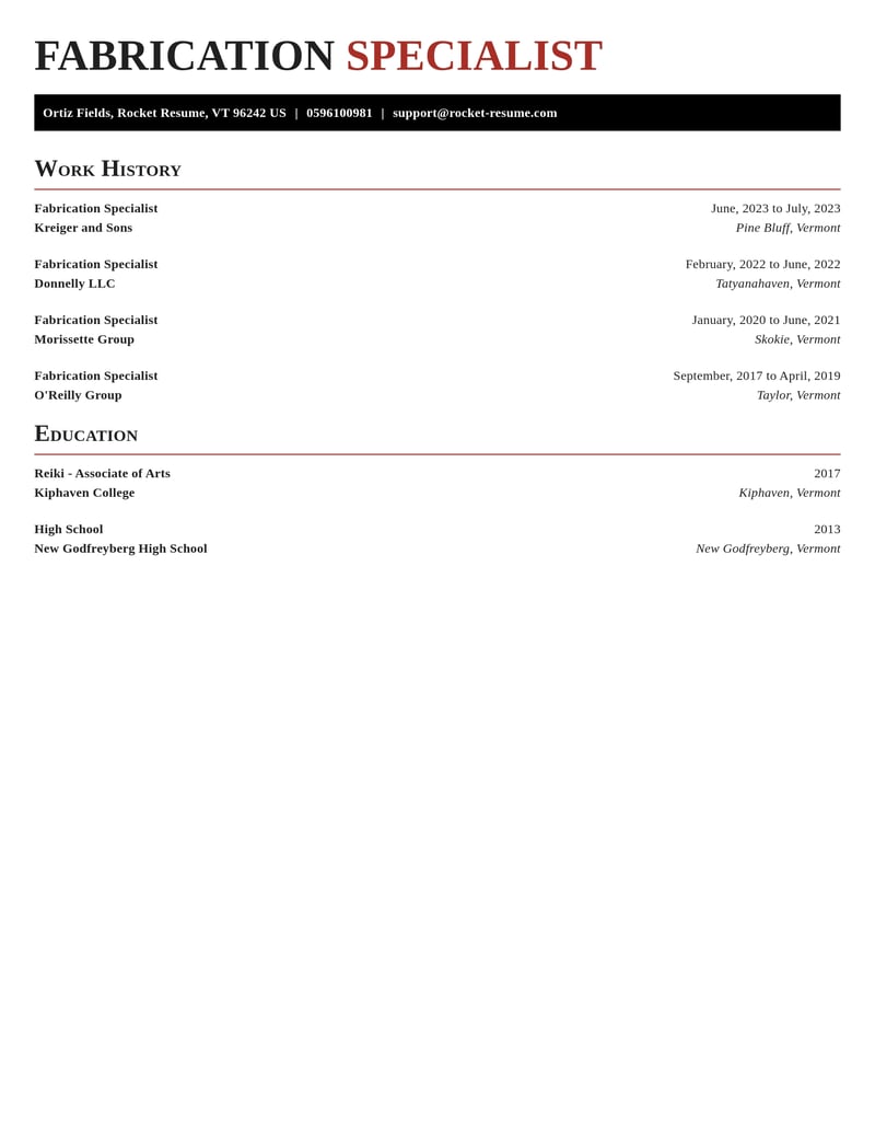fabrication specialist misc resume exquisite template 0 exq