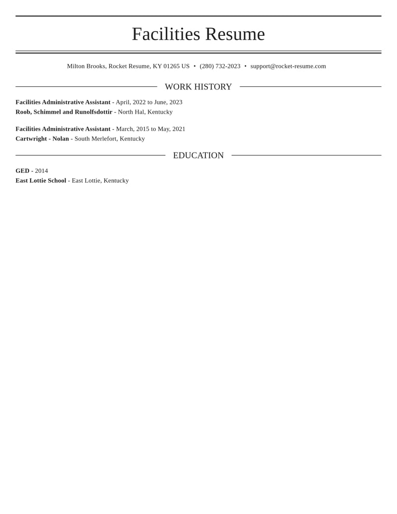 facilities administrative assistant misc resume elegant template 1 ele
