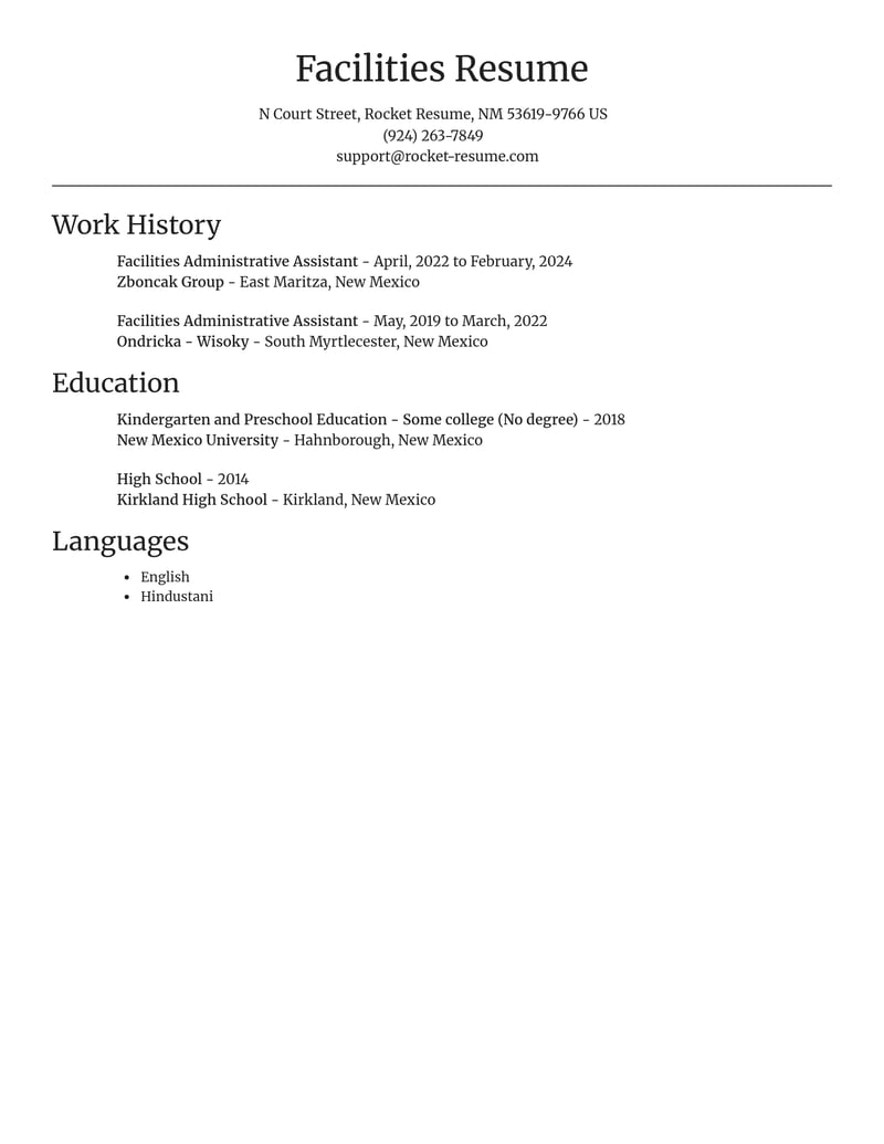 facilities administrative assistant misc resume focal point template 2 foc