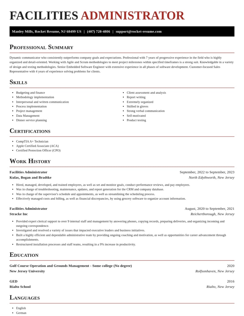 facilities administrator misc resume exquisite template 0 exq