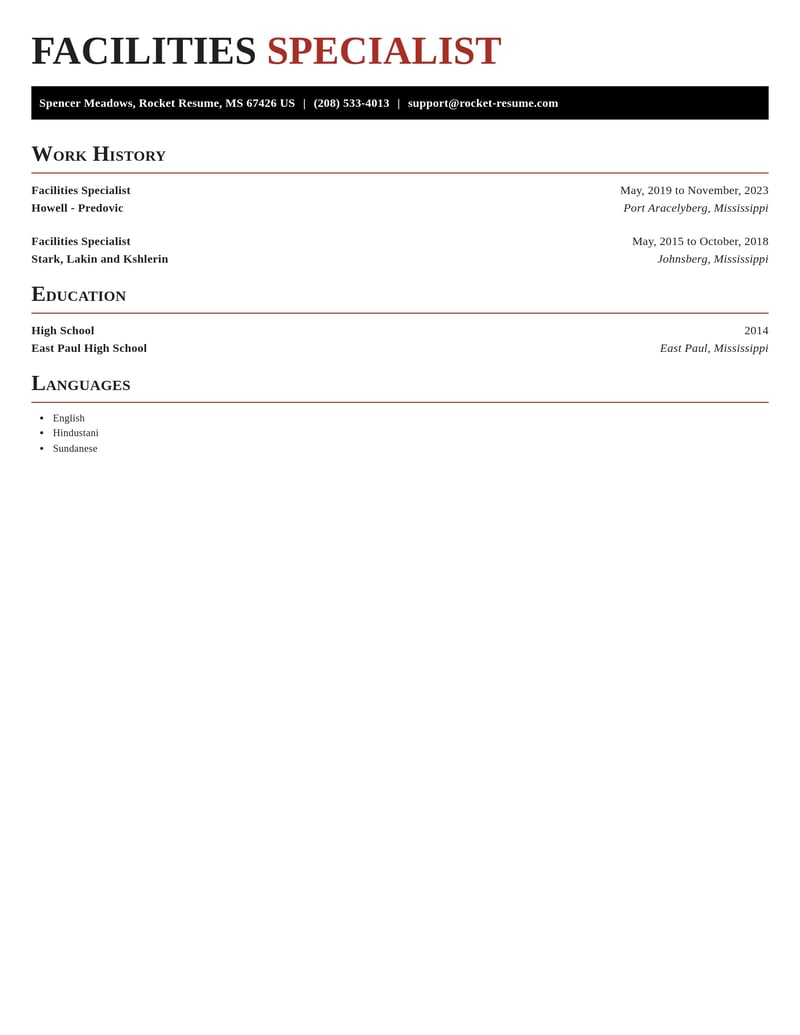 facilities specialist misc resume exquisite template 0 exq