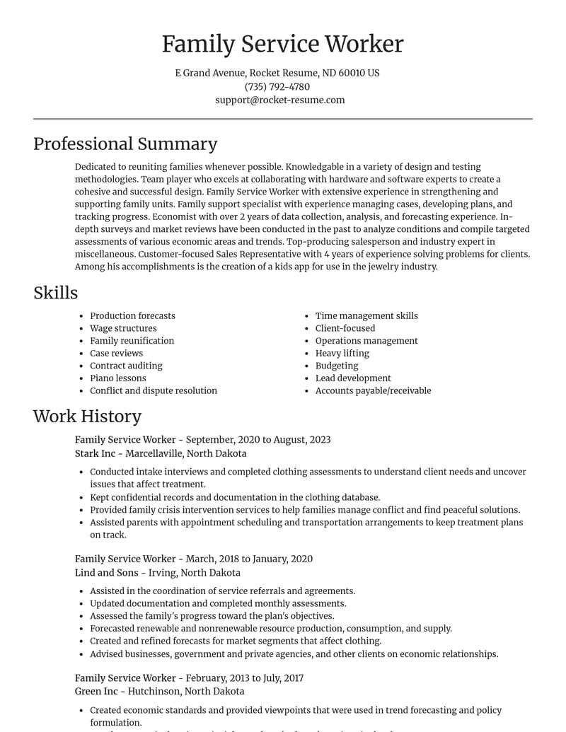 family service worker misc resume focal point template 2 foc