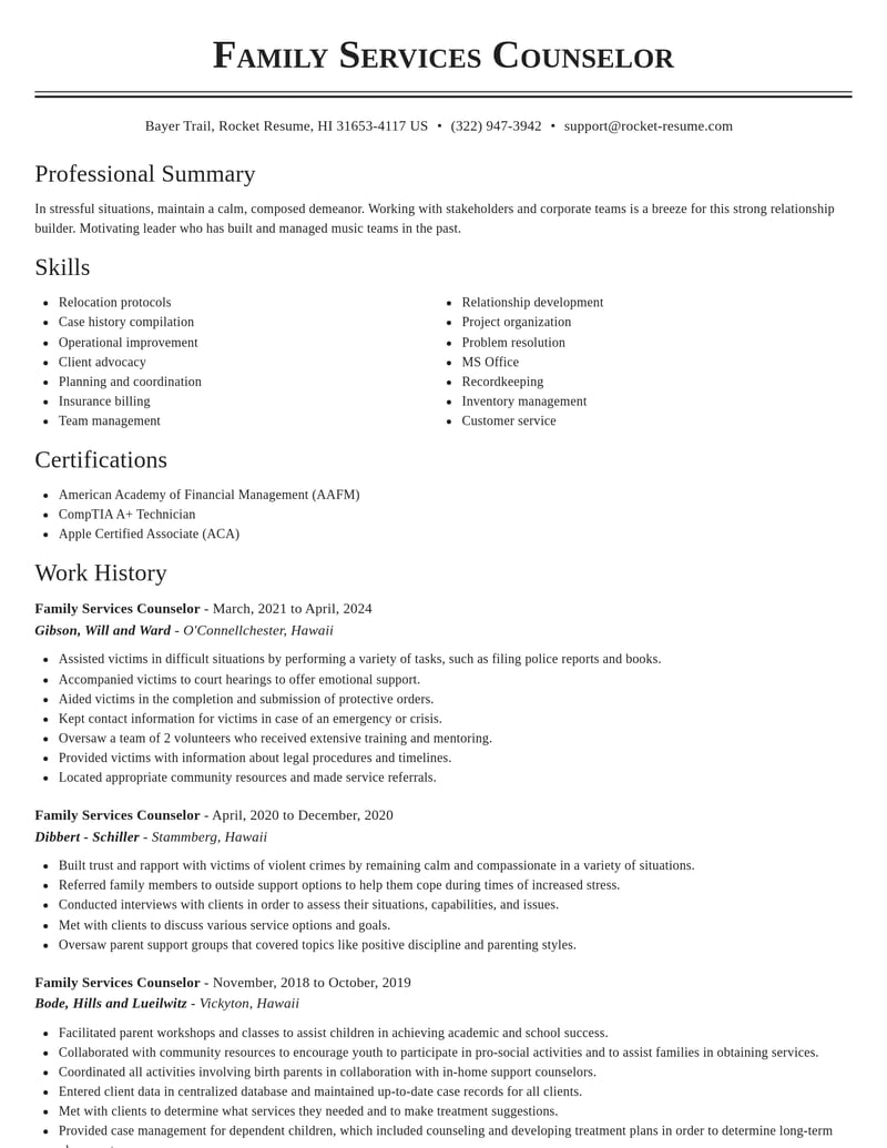 family services counselor misc resume classic template 0 cla