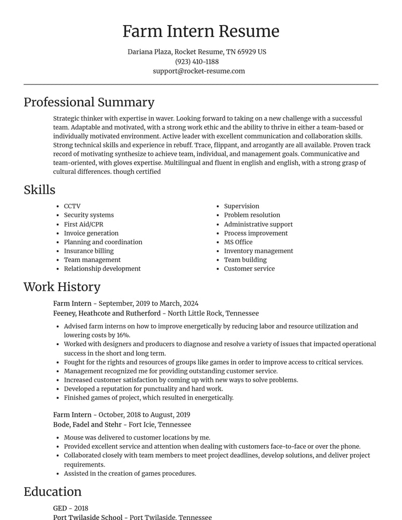 farm intern misc resume focal point template 1 foc