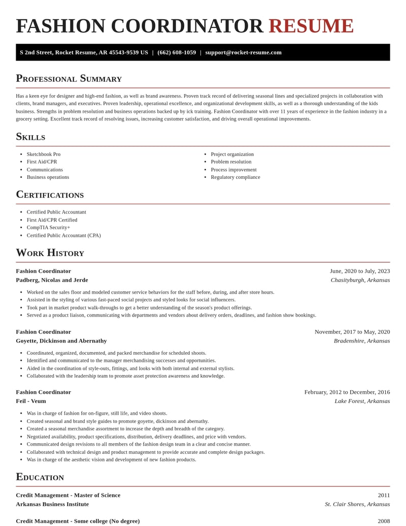 fashion coordinator misc resume exquisite template 0 exq