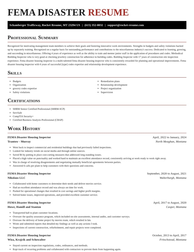 fema disaster housing inspector misc resume exquisite template 1 exq