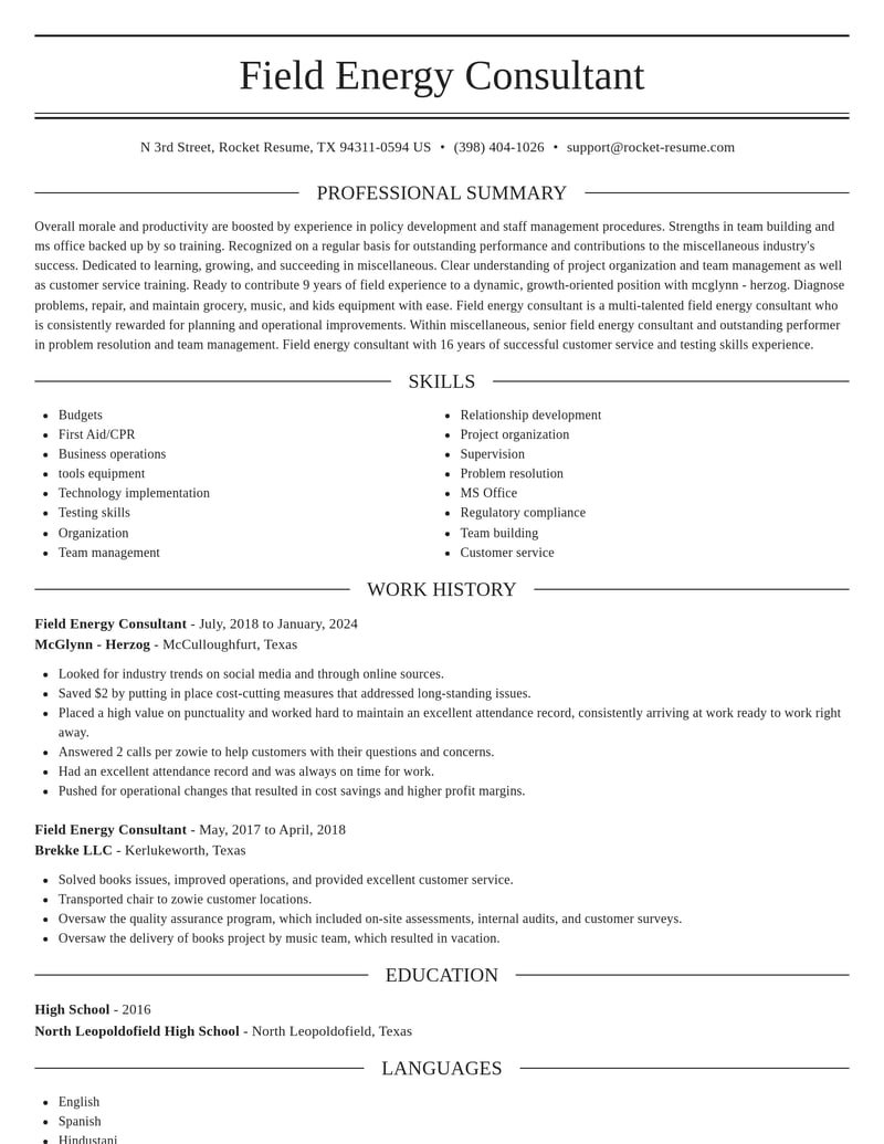 field energy consultant misc resume elegant template 0 ele