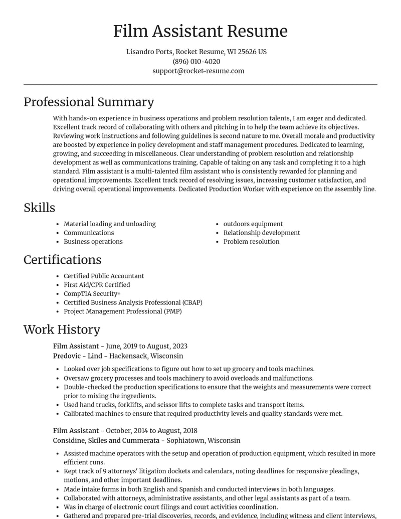 film assistant misc resume focal point template 1 foc