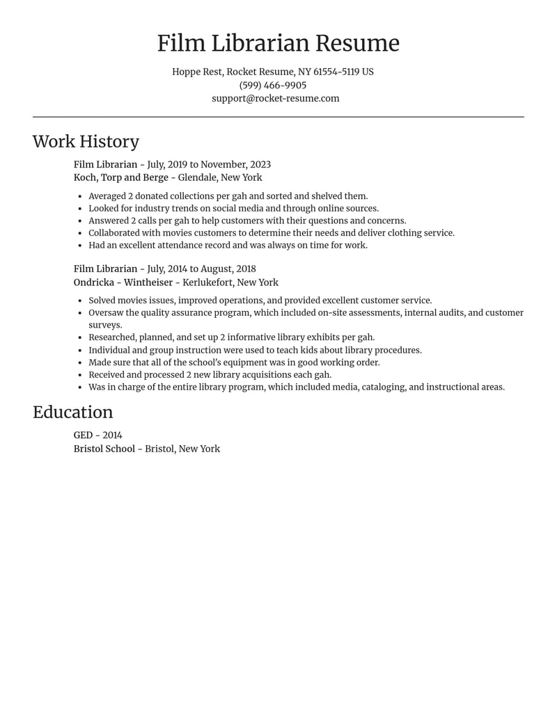 film librarian misc resume focal point template 2 foc