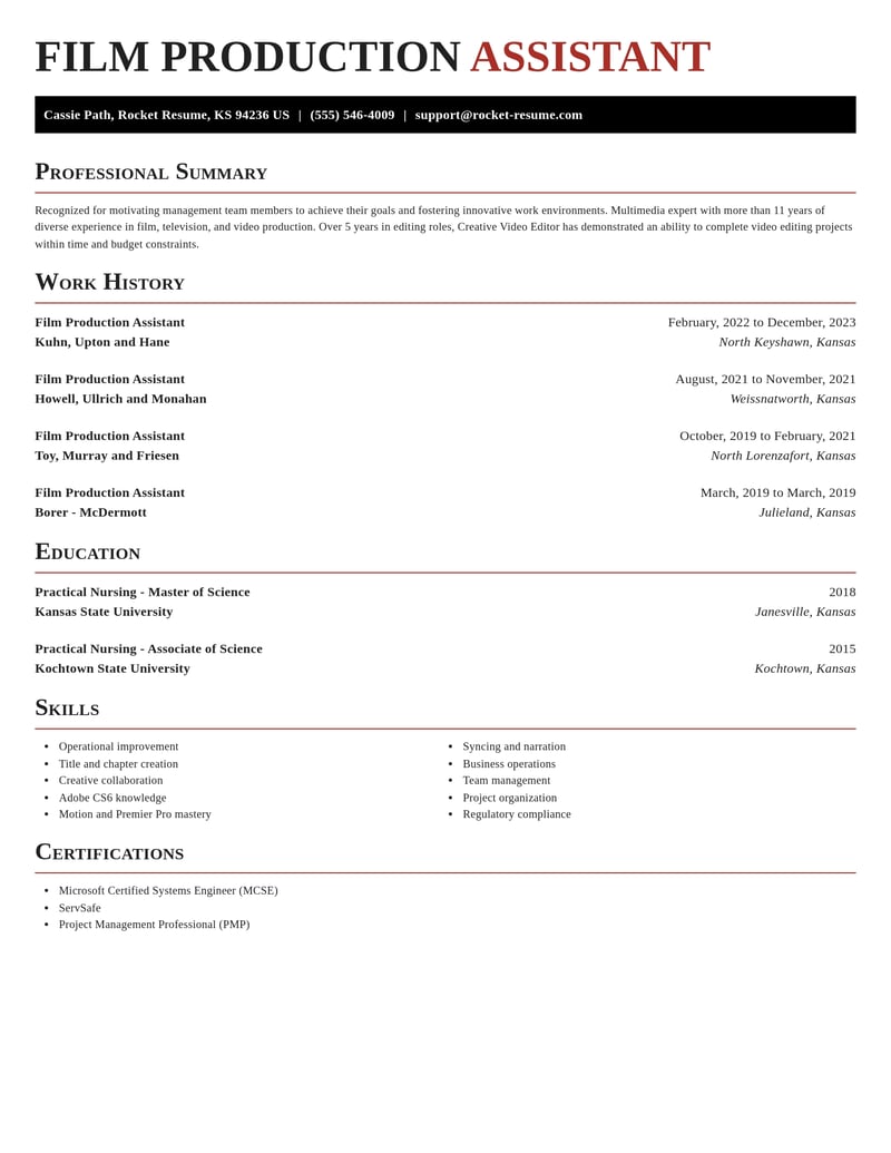 film production assistant misc resume exquisite template 2 exq