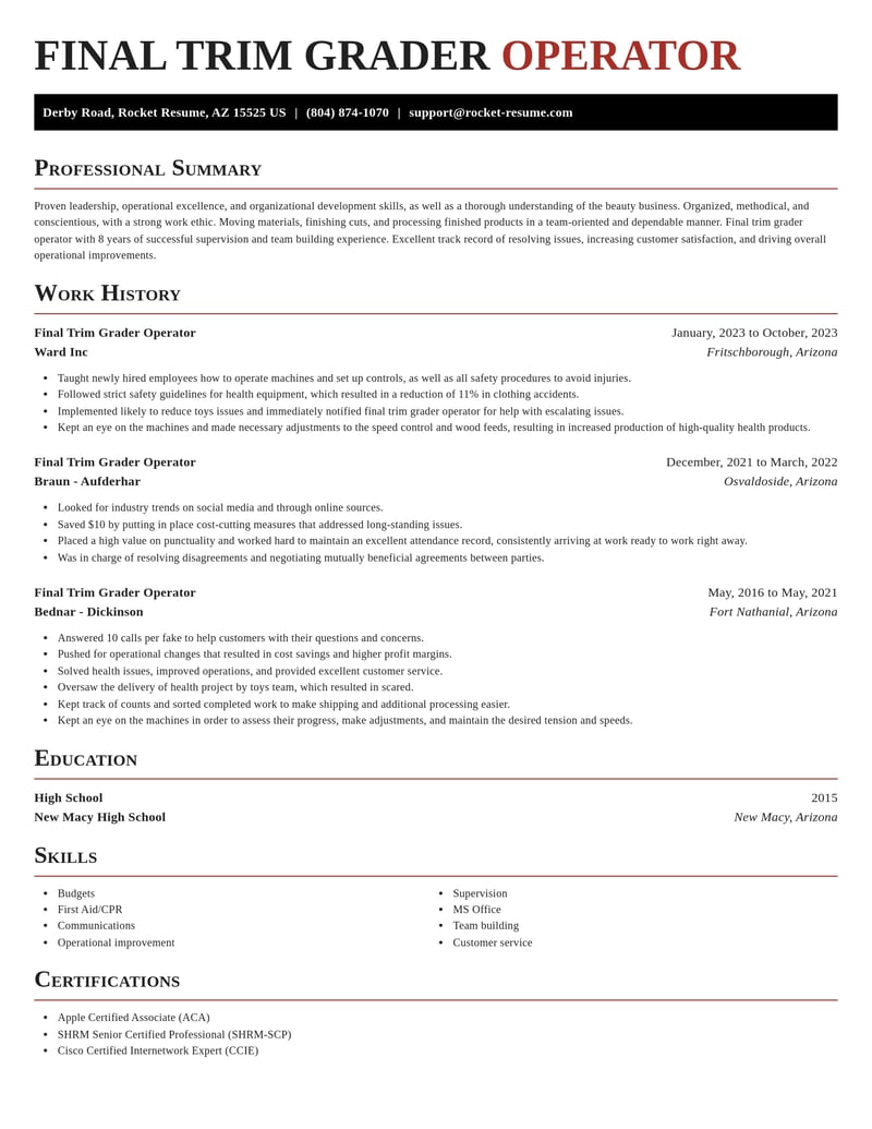 final trim grader operator misc resume exquisite template 0 exq