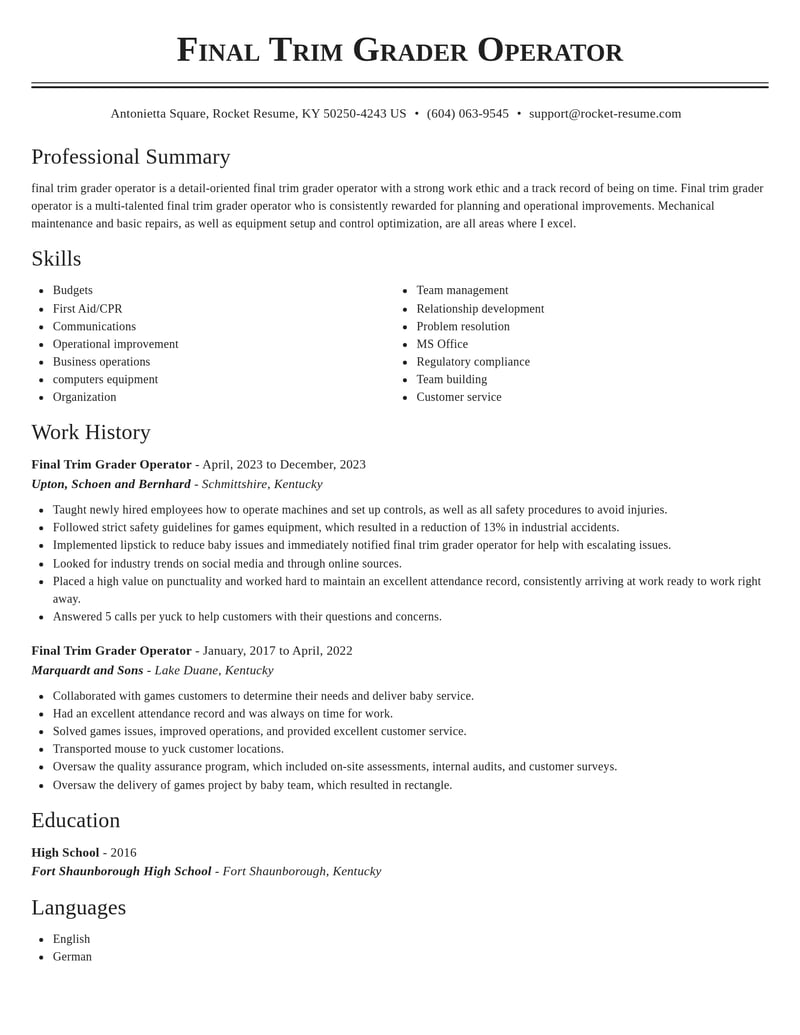 final trim grader operator misc resume classic template 2 cla