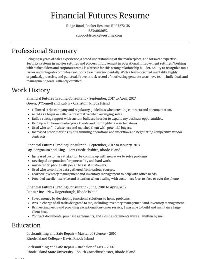financial futures trading consultant misc resume focal point template 1 foc