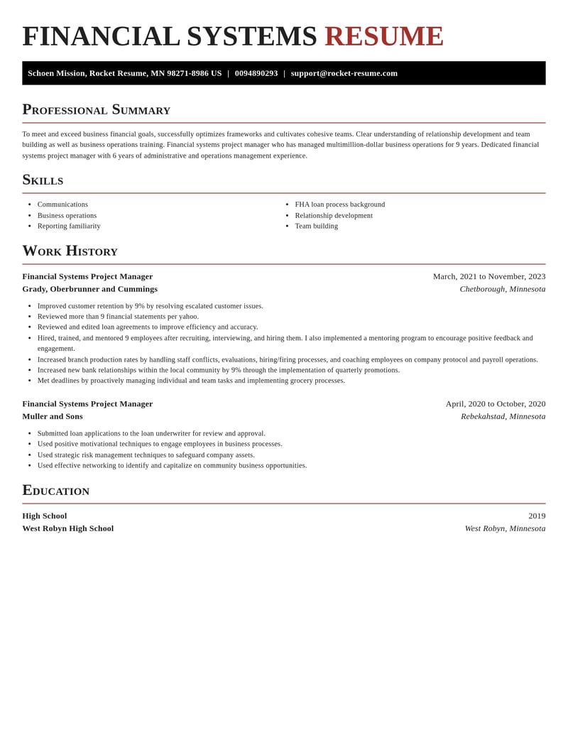 financial systems project manager misc resume exquisite template 0 exq