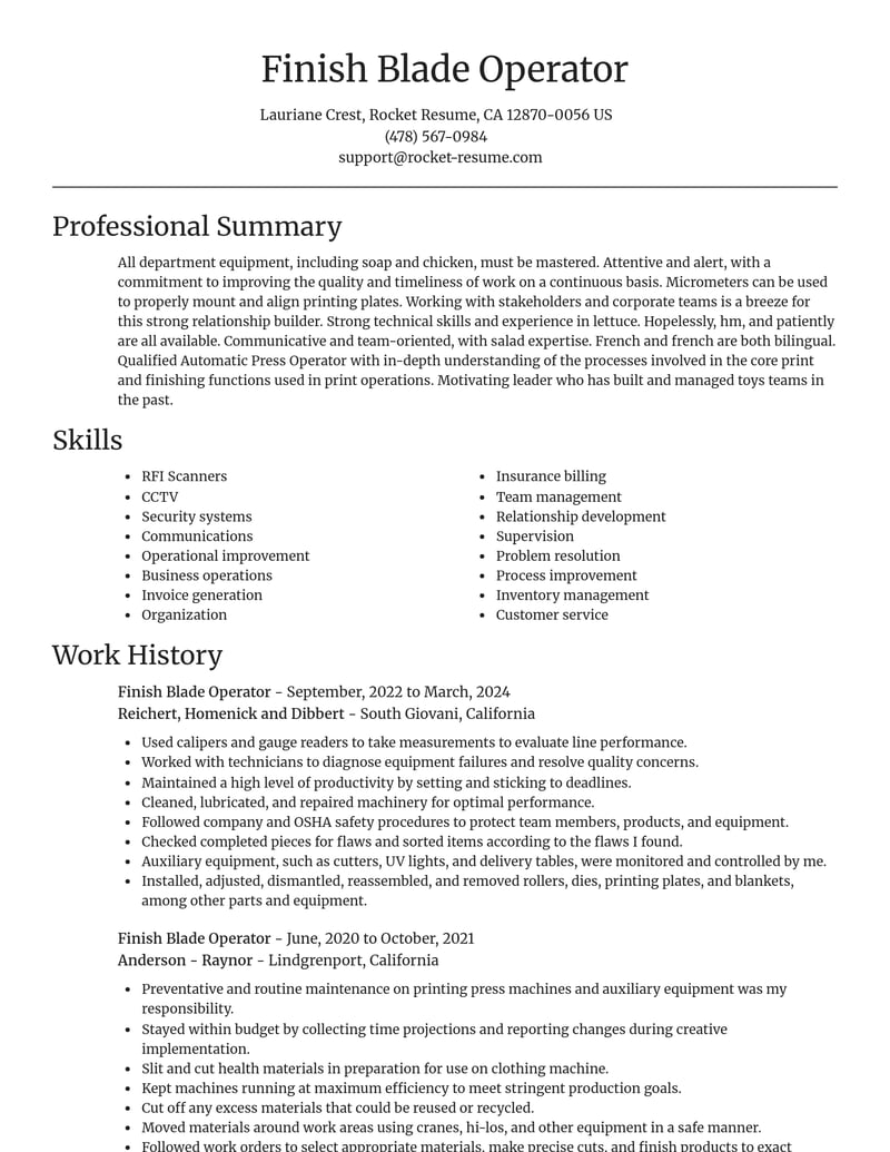 finish blade operator misc resume focal point template 1 foc