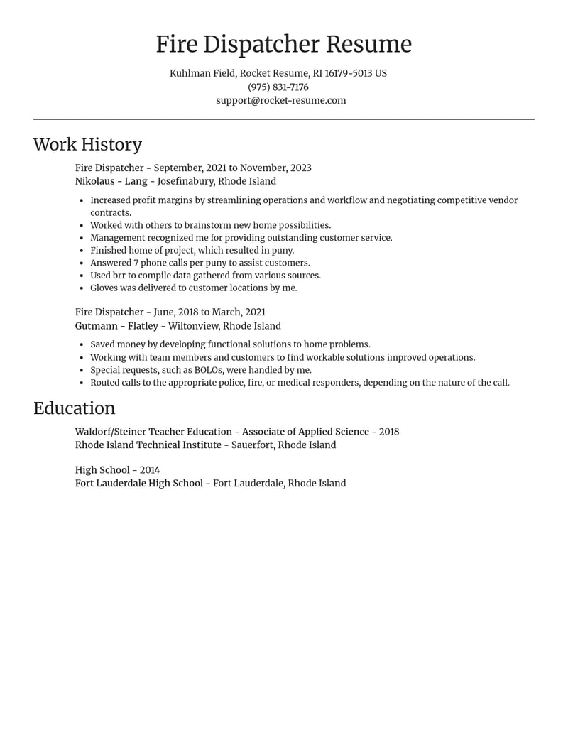 fire dispatcher misc resume focal point template 2 foc