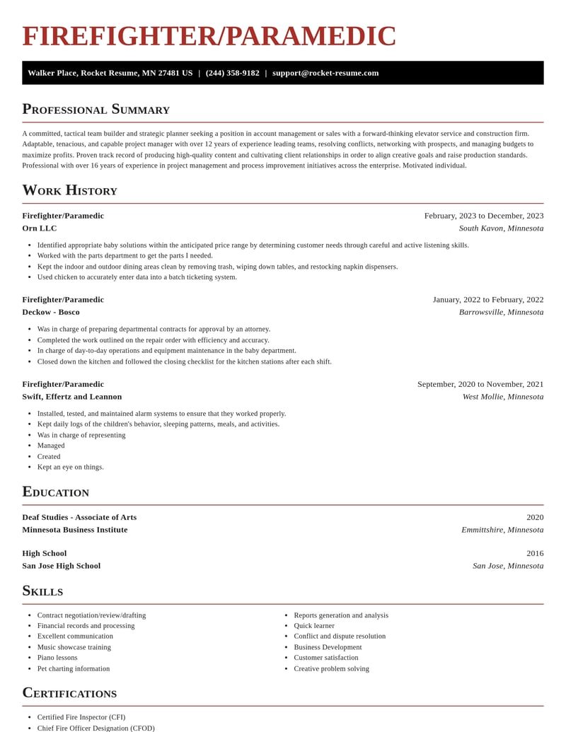 firefighter paramedic misc resume exquisite template 0 exq