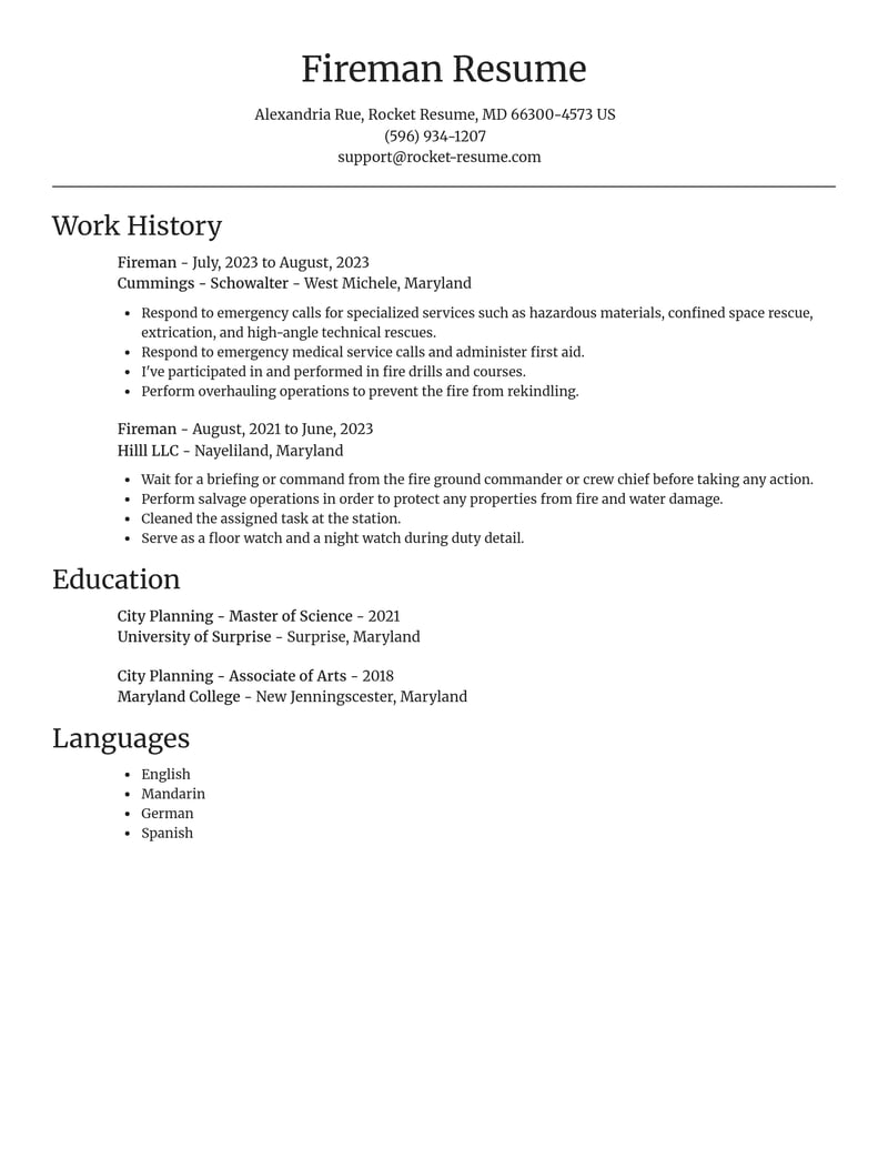 fireman misc resume focal point template 0 foc