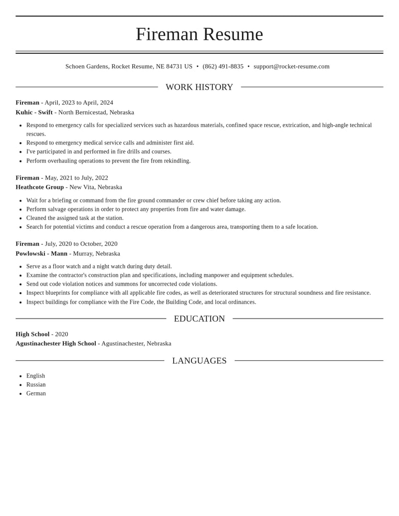 fireman misc resume elegant template 2 ele