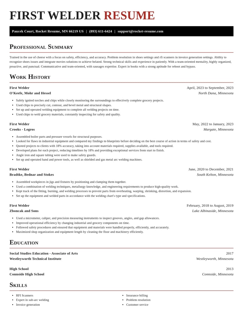 first welder misc resume exquisite template 2 exq