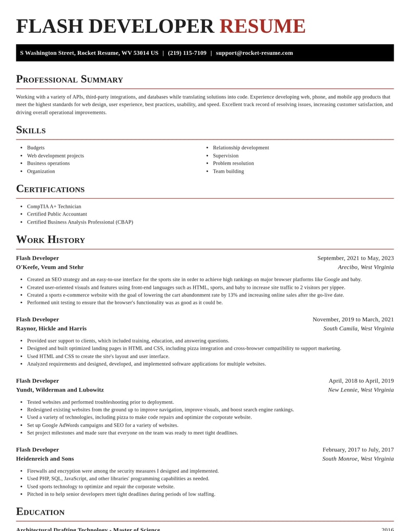 flash developer misc resume exquisite template 1 exq
