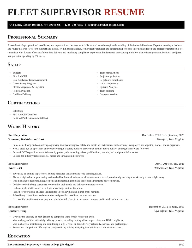 fleet supervisor misc resume exquisite template 0 exq
