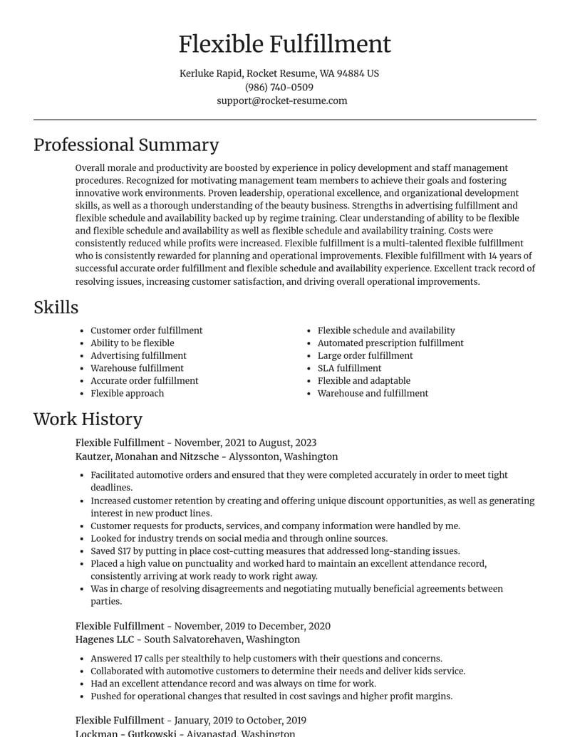 flexible fulfillment misc resume focal point template 0 foc