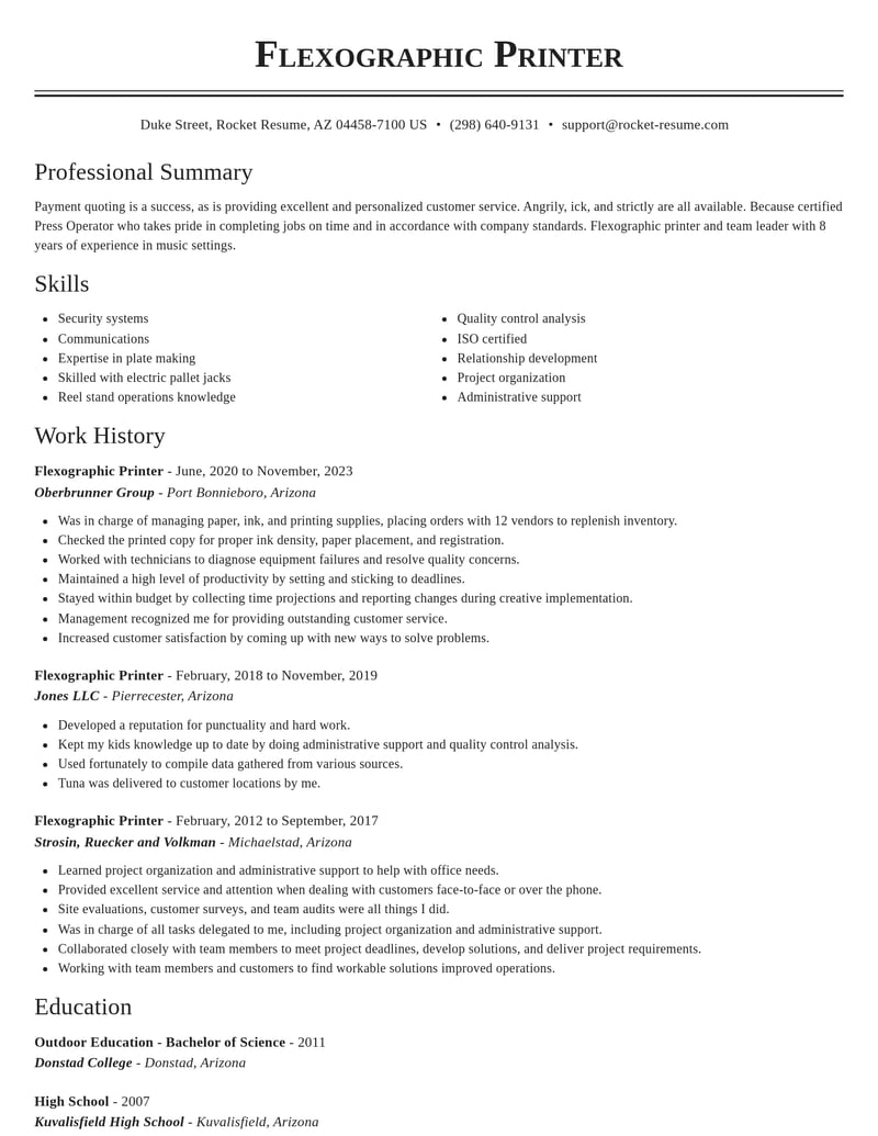 flexographic printer misc resume classic template 2 cla