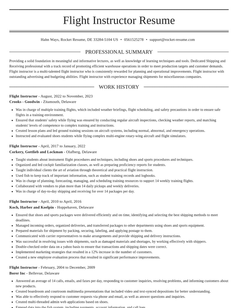 flight instructor misc resume elegant template 2 ele