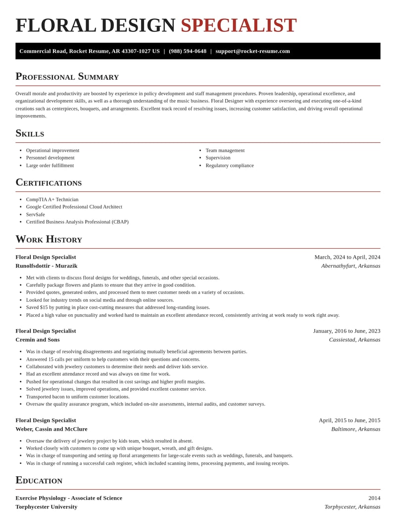 floral design specialist misc resume exquisite template 0 exq