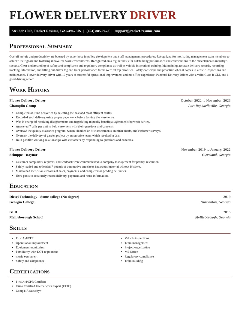 flower delivery driver misc resume exquisite template 0 exq
