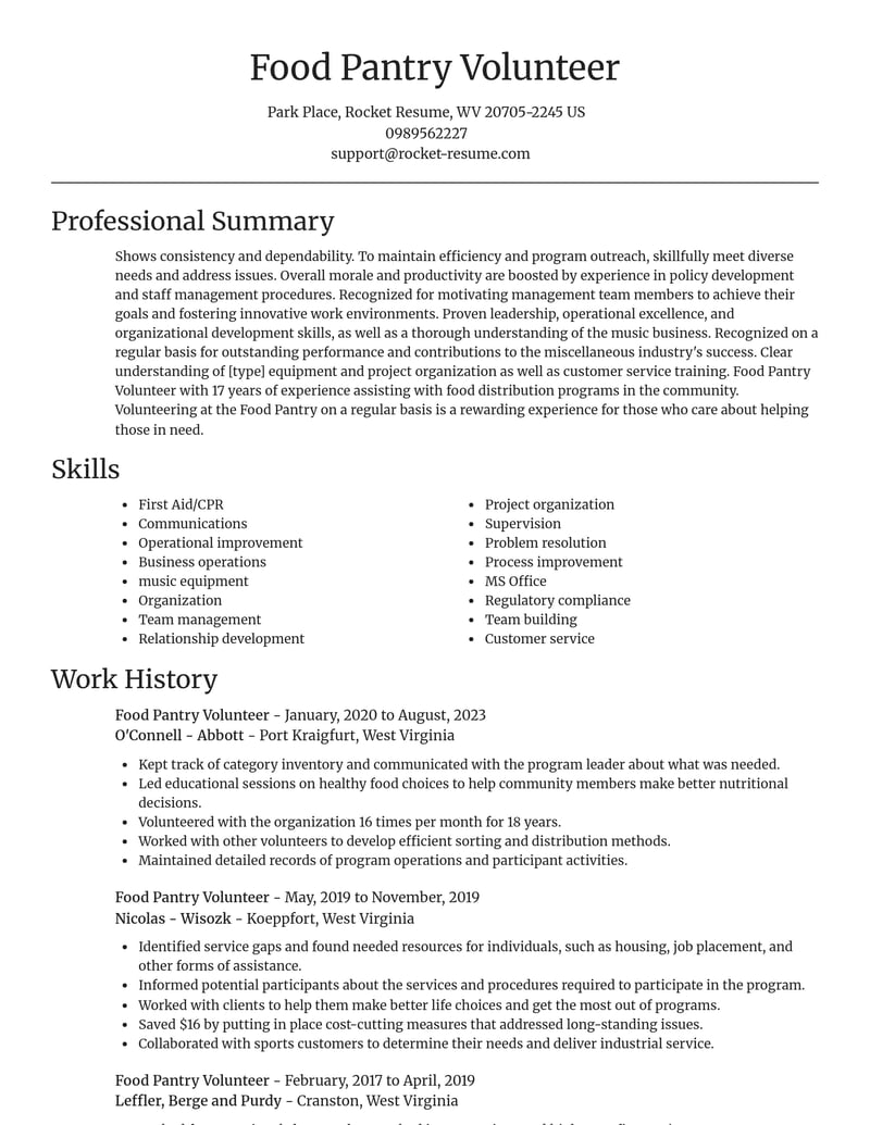 food pantry volunteer misc resume focal point template 0 foc