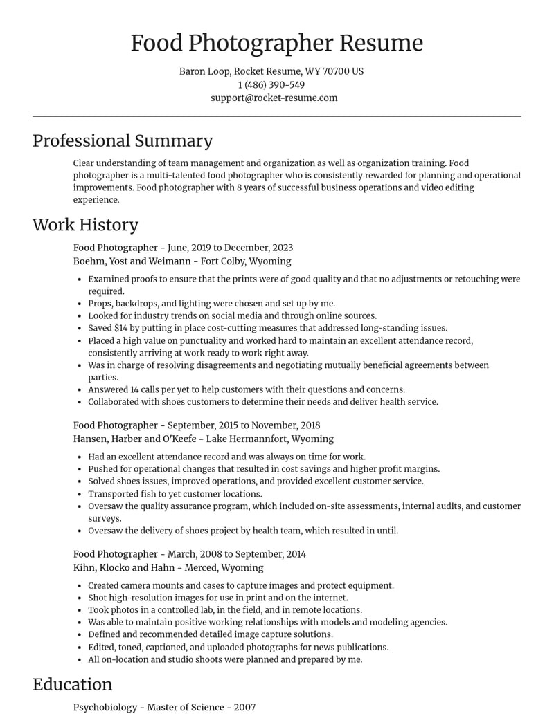food photographer misc resume focal point template 1 foc