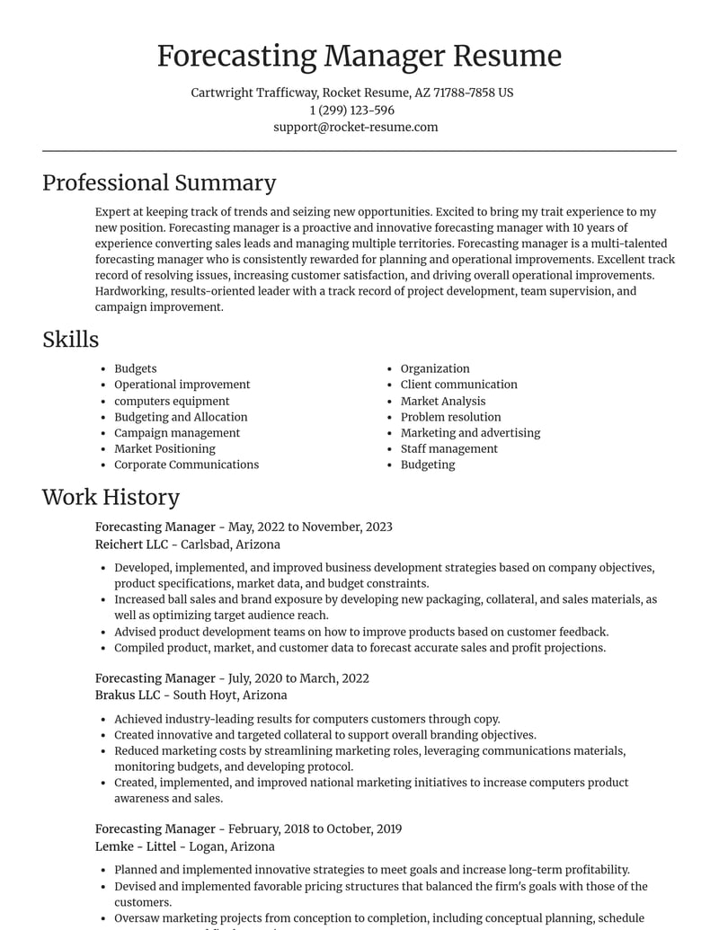 forecasting manager misc resume focal point template 2 foc