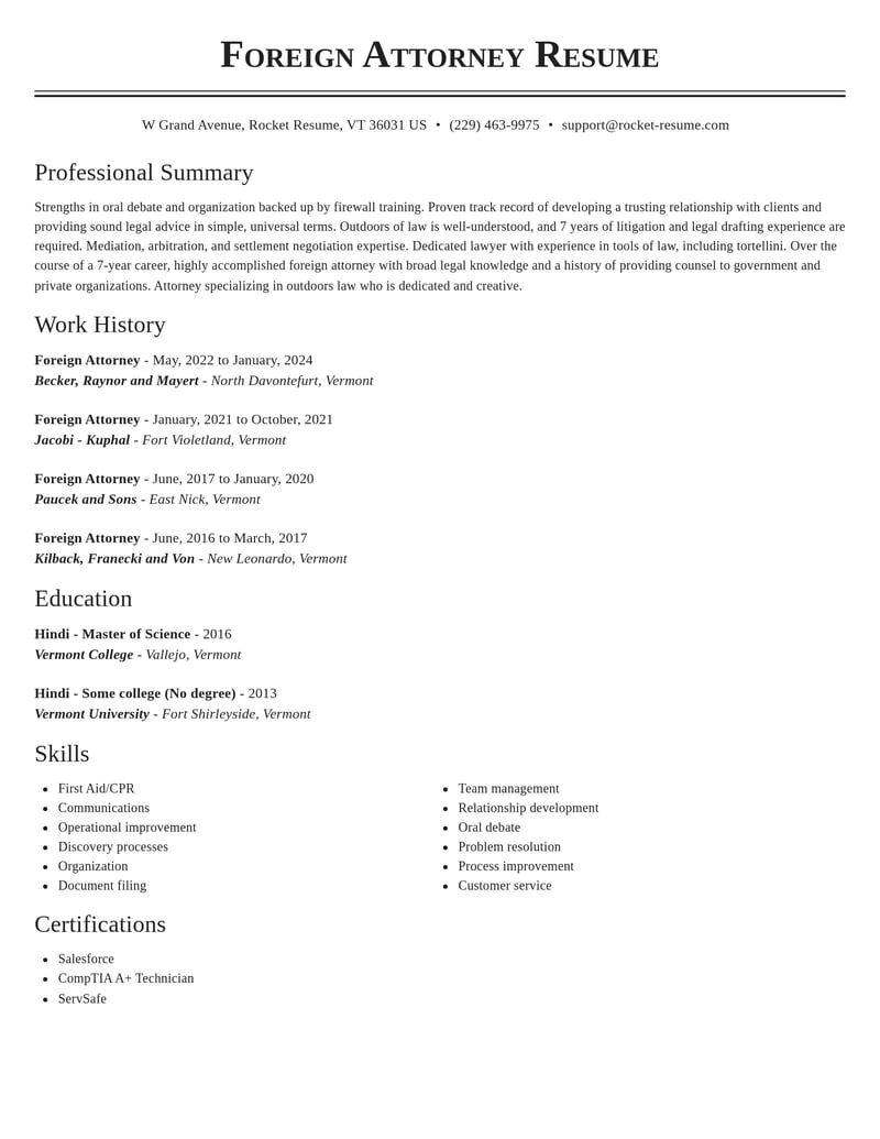 foreign attorney misc resume classic template 1 cla