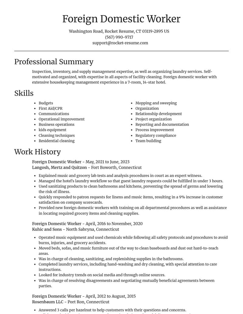 foreign domestic worker misc resume focal point template 2 foc