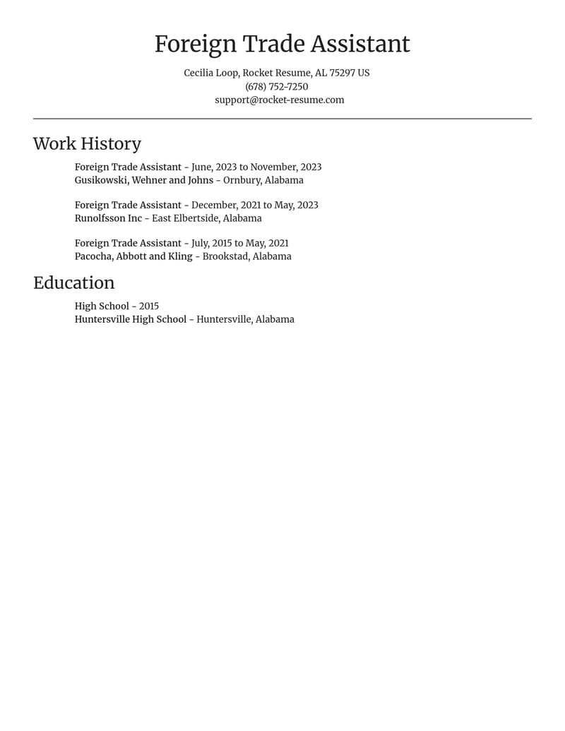 foreign trade assistant misc resume focal point template 1 foc
