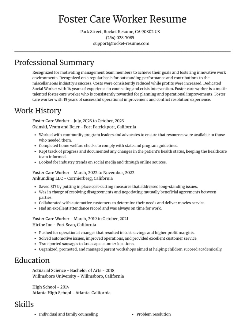 foster care worker misc resume focal point template 0 foc