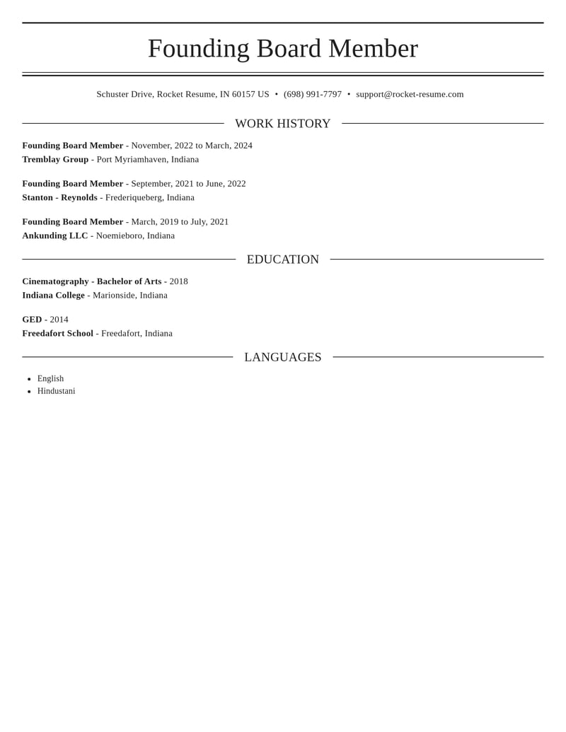 founding board member misc resume elegant template 1 ele