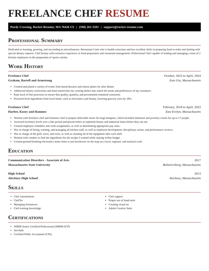 freelance chef misc resume exquisite template 1 exq