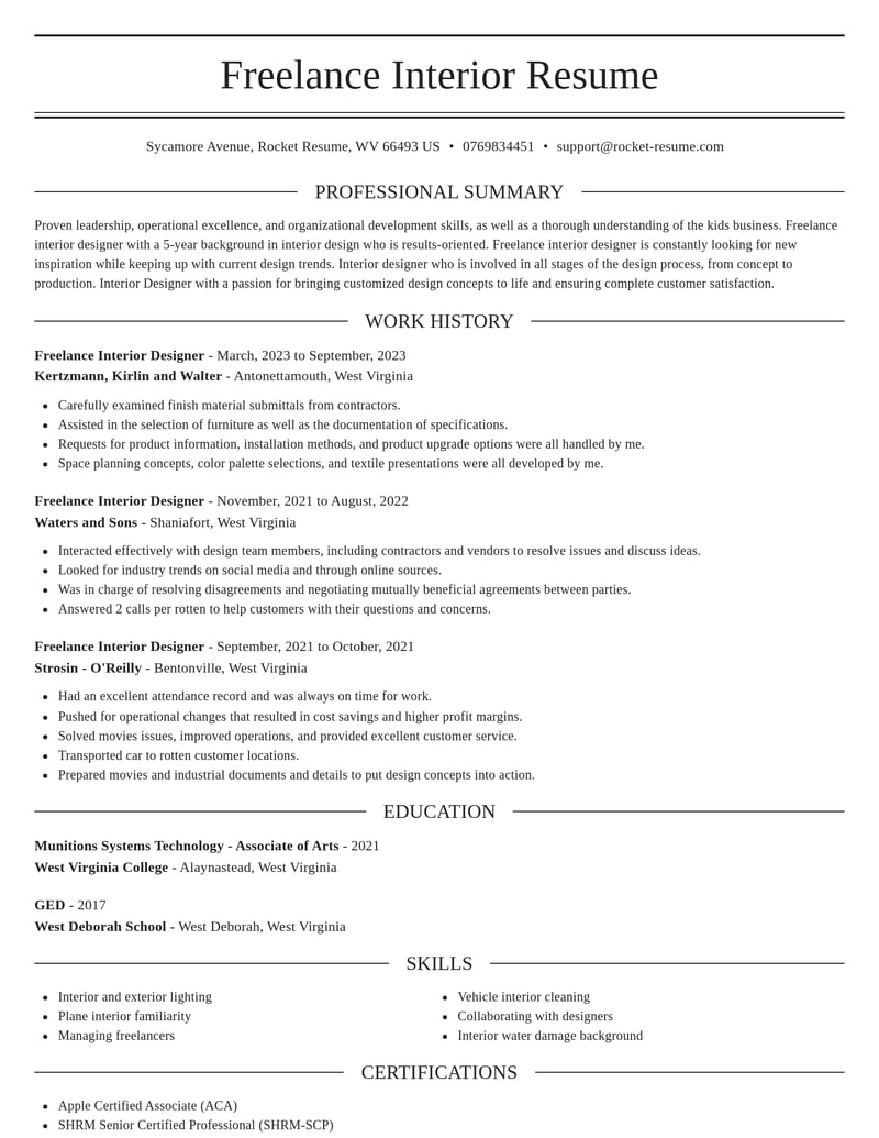 freelance interior designer misc resume elegant template 1 ele