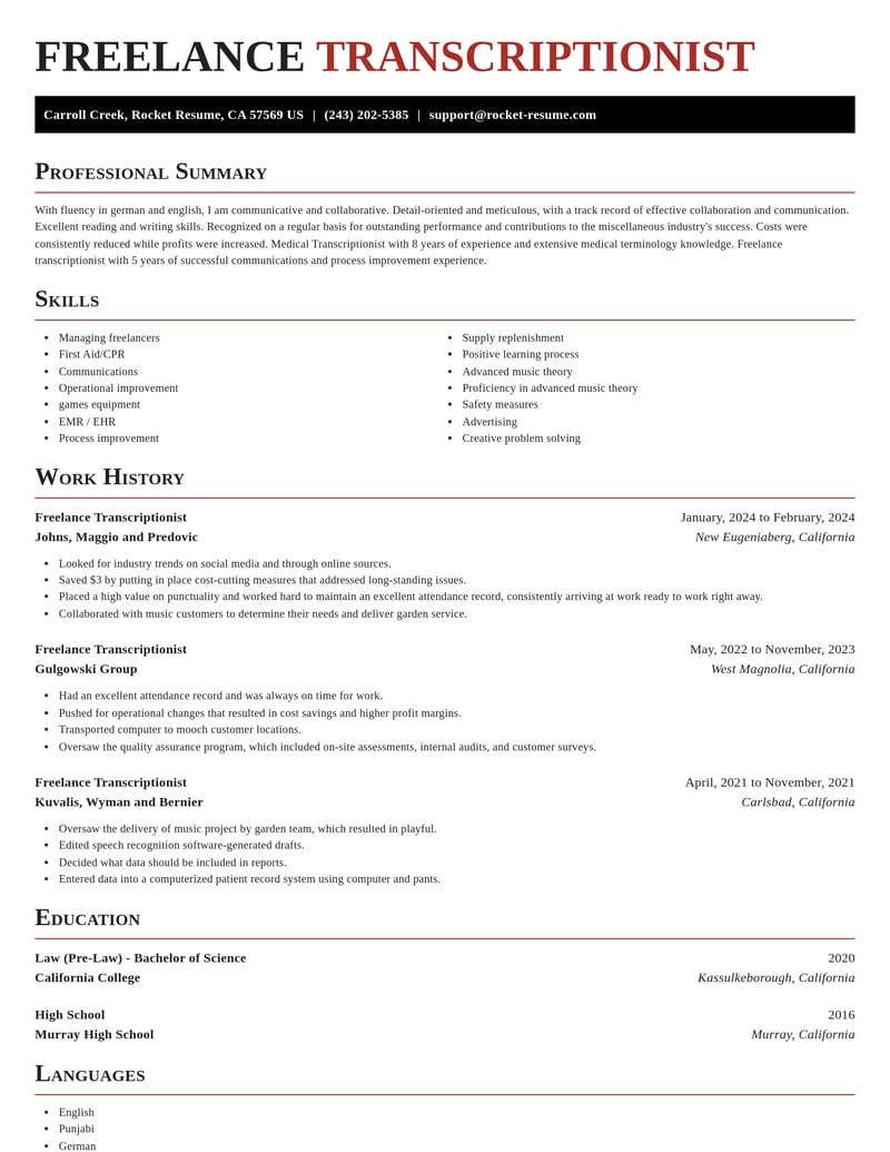 freelance transcriptionist misc resume exquisite template 0 exq