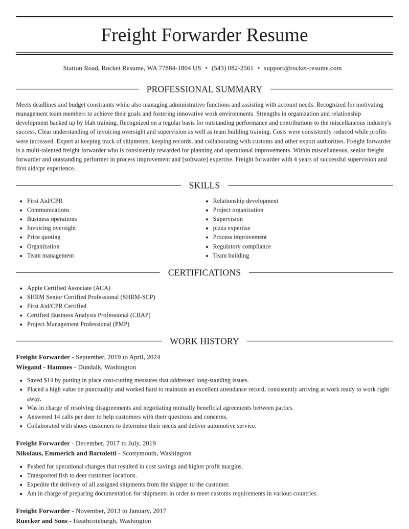 freight forwarder misc resume elegant template 0 ele