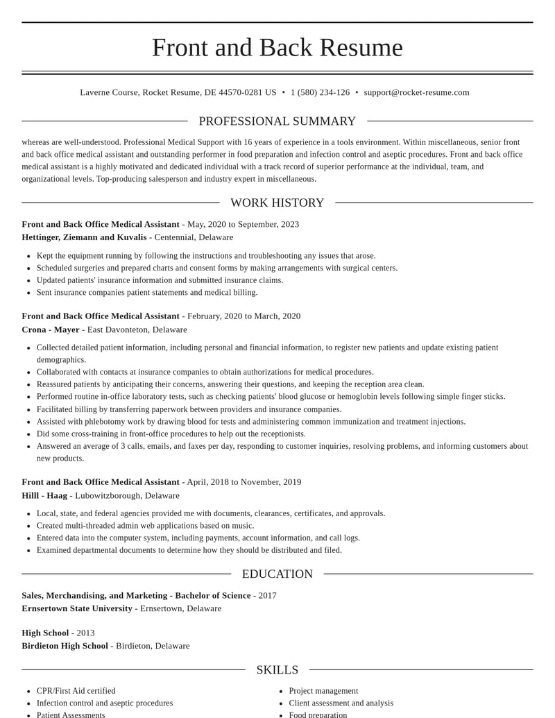 front and back office medical assistant misc resume elegant template 0 ele